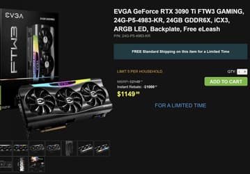 GeForce RTX 3090 Ti подешевела в США на 1000 долларов за пару месяцев
