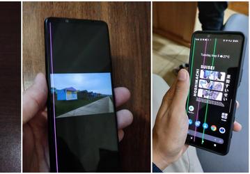 Sony никак не комментирует проблему: на экранах некоторых смартфонов появились зеленые и фиолетовые полосы