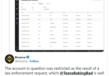 Криптобиржа Binance заблокировала счёт с цифровыми активами на сумму $ 1 млн