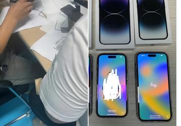 Включённый iPhone 14 Pro с русским интерфейсом показали вживую. Рядом с ним — включённый iPhone 14 Pro Max