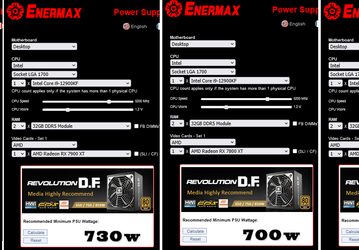Для ПК с Radeon RX 7950 XT понадобится блок питания мощностью свыше 800 Вт. Такие данные демонстрирует ПО Enermax