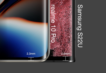 Самый узкий подбородок в отрасли. Realme 10 Pro превзойдёт Samsung Galaxy S22 Ultra по ширине рамки
