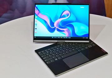 Lenovo представила ноутбук-трансформер ThinkBook Plus Twist с двумя экранами разного типа. Они оба цветные и сенсорные