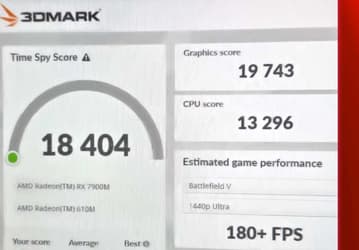 Первые тесты видеокарты Radeon RX 7900M показывают, что она немного быстрее GeForce RTX 4080 Laptop
