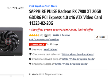 Одна из самых тихих Radeon RX 7900 XT доступна всего за 800 долларов. Sapphire Pulse RX 7900 XT теперь на 100 долларов дешевле рекомендованной цены