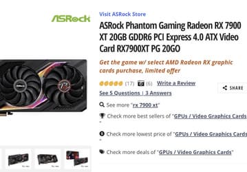 Radeon RX 7900 XT подешевела до 780 долларов в США