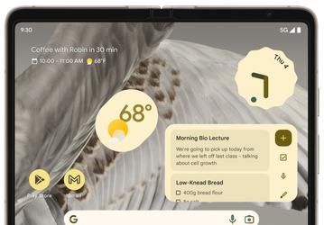 Качественное изображение внутреннего экрана складного смартфона Google Pixel Fold демонстрирует огромную рамку