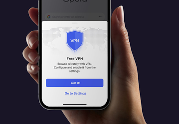 В браузер Opera для iOS встроили бесплатный VPN, регистрация не требуется