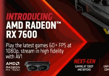 AMD, это просто какой-то подарок для экономных геймеров. Представлена Radeon RX 7600 с ценой 270 долларов, которая на 30% быстрее RX 6600