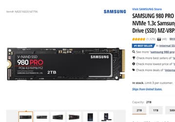 Флагманский SSD Samsung 980 Pro объёмом 2 ТБ отдают всего за 130 долларов