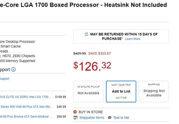 Core i7-12700KF всего за 126 долларов вместо изначальных 430 долларов. Процессоры Core 12-го поколения продают с огромными скидками