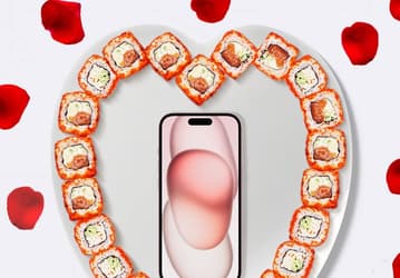 Так «айфоны» ещё не продавали: в России предлагают суши-сет с розовым iPhone 15 в составе