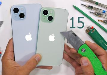 Обычный iPhone 15 оказался прочнее хвалёного титанового iPhone 15 Pro Max. Как минимум тест на изгиб у JerryRigEverything младшая модель прошла