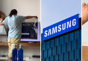 Женщина решила снять «защитную плёнку» с экрана телевизора Samsung, а это была часть дисплея