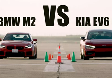 Новенький Kia EV6 GT с не полностью заряженным аккумулятором сразился с BMW M2: разница между машинами превышает 400 кг