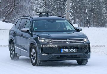 7-местный Volkswagen Tiguan 2025 засняли на тестах. В Европе эта модель будет называться Tayron