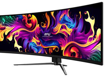 Это монитор шириной более 1 метра и массой почти 11 кг. Представлен игровой MSI MPG 491CQPX QD-OLED
