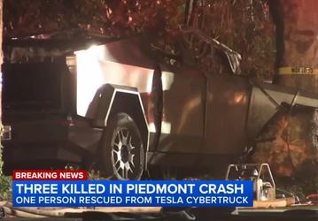 Tesla Cybertruck загорелся, трое пассажиров погибли