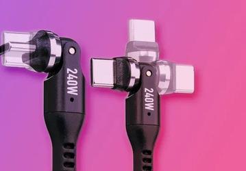 Этот необычный кабель USB-C имеет штекер, который вращается в двух плоскостях на 180 и 360 градусов
