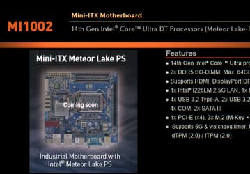 Таких процессоров Intel якобы вообще не существует, но системная плата для них уже есть. IBASE MI1002 предназначена для настольных Core Ultra