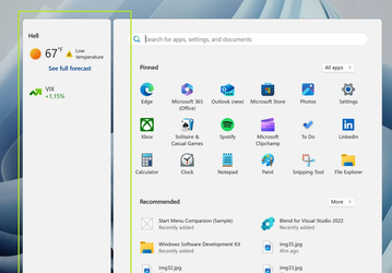 Microsoft добавляет виджеты-компаньоны в меню «Пуск» Windows