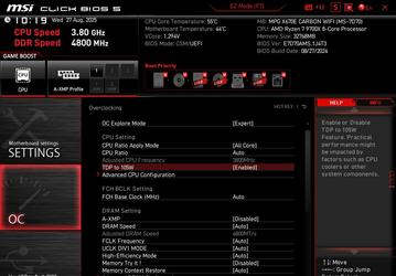 Сделать Ryzen 5 9600X и Ryzen 7 9700X быстрее нажатием одной кнопки. MSI добавляет в BIOS своих плат режим 105W
