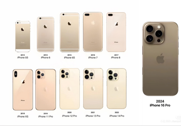iPhone 16 Pro показали на фоне всех золотых смартфонов Apple со времён iPhone 5S