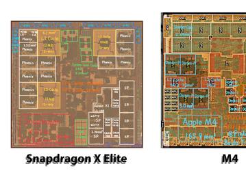 Snapdragon X Elite против Apple M4 под микроскопом. Платформы почти одинаковые по размерам, но весьма разные внутри