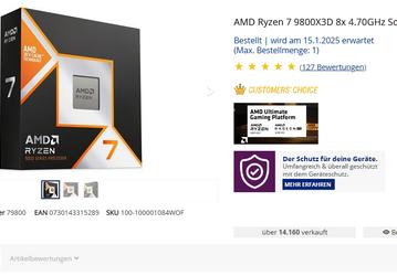 Спрос на Ryzen 7 9800X3D продолжает быть безумным. Сеть Mindfactory продала 8700 штук всего за один день