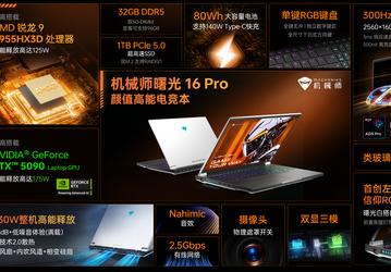 Столь мощных игровых ноутбуков почему-то нет у Asus или MSI, зато они есть у китайцев. Представлены первые модели с Ryzen 9 9955HX3D и GeForce RTX 5090 Laptop