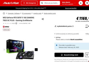 GeForce RTX 5070 Ti уже засветилась в магазине, только не за 750 долларов, а за 1170 евро