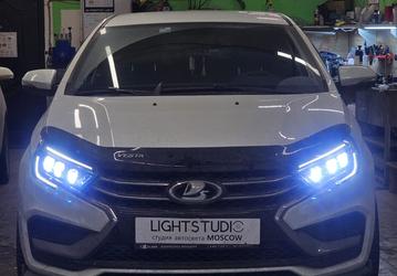 Lada Vesta получила линзованные тюнинг-фары, и они светят лучше оригинальных