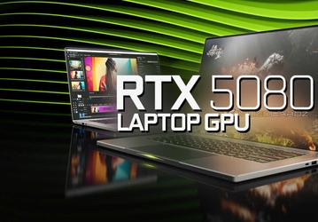 Тут прирост у новой GeForce ещё меньше. RTX 5080 Laptop опережает RTX 4080 Laptop всего на 16%