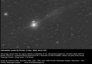 Межзвёздная комета выпростала хвост: 3I/ATLAS растёт на глазах