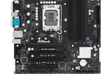 Можно установить DDR5, а можно и DDR4, причём слотов сразу шесть. Представлена системная плата ASRock H610M Combo