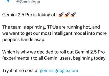 Google открыл бесплатный доступ к модели Gemini 2.5 Pro для всех владельцев аккаунтов