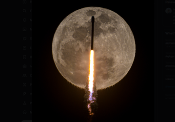 Фотограф сделал эффектный снимок SpaceX на фоне полной Луны