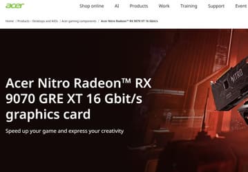 Потенциальный убийца GeForce RTX 5060 Ti 16GB. Acer подтвердила существование Radeon RX 9070 GRE