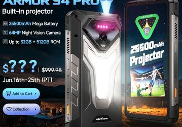Cмартфон с гигантской батареей 25 500 мАч, максимальной защитой, встроенным проектором и камерой ночного видения. Представлен Ulefone Armor 34 Pro