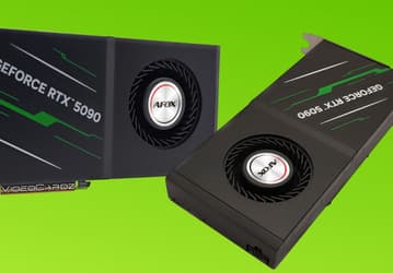 Необычная вытянутая вверх двухслотовая GeForce RTX 5090. Afox представила модель с «турбиной»