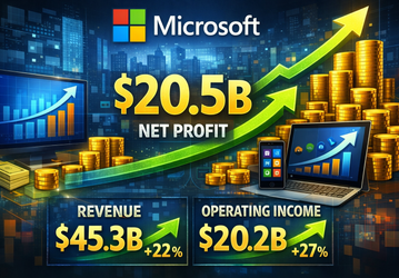 Чистая прибыль Microsoft за год выросла на 48% и достигла 20,5 млрд долларов