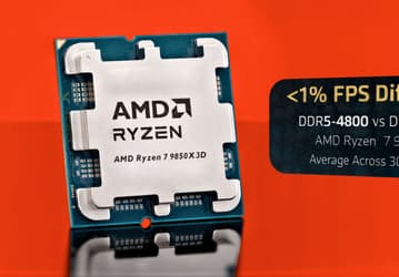 Покупатели Ryzen 7 9850X3D могут сэкономить на памяти: разница в игровой производительности DDR5-4800 и DDR5-6000 — около 1%