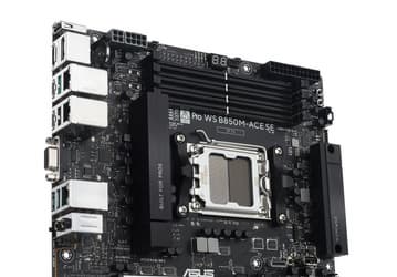 Micro-ATX, но четыре слота DIMM, два слота PCIe и два слота для SSD M.2. Представлена плата Asus Pro WS B850M-ACE SE
