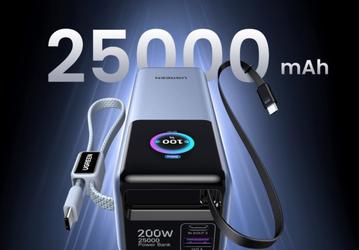 200 Вт, 25 000 мАч и два встроенных кабеля для одновременной зарядки ноутбуков, планшетов и смартфонов. Представлен внешний аккумулятор Ugreen Nexode Pro