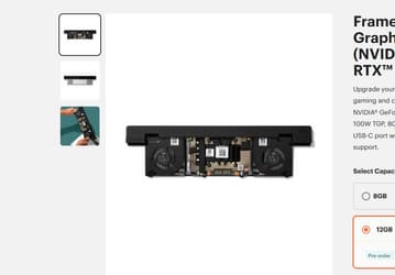 Модуль с GeForce RTX 5070 12GB Laptop стоит почти вдвое больше, чем в случае версии с 8 ГБ. Как минимум в случае предложения Framework 
