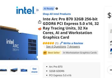 Intel на днях представила видеокарту Arc Pro B70 с 32 ГБ памяти, и она сразу стала бестселлером как минимум в американской сети NewEgg
