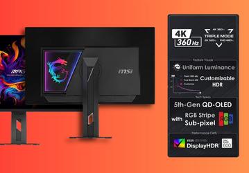 Флагманский монитор MSI MPG OLED 322URDX36 предлагает то, чего нет у других: он может переключаться между разрешением 4K 360 Гц, 1440p 520 Гц и 1080p 680 Гц