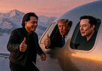 Главу Nvidia заметили на борту президентского самолета Air Force One вместе с Трампом и Маском. Они направились в Китай