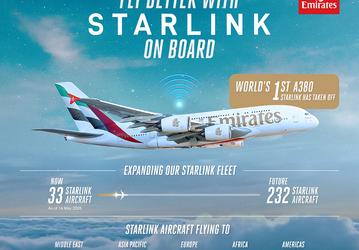Первый в мире гигантский самолёт Airbus A380 получил Starlink