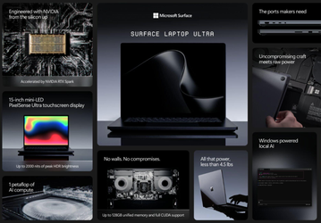 Самый мощный Surface с графикой уровня RTX 5070. Представлен ноутбук Surface Laptop Ultra на базе Nvidia RTX Spark